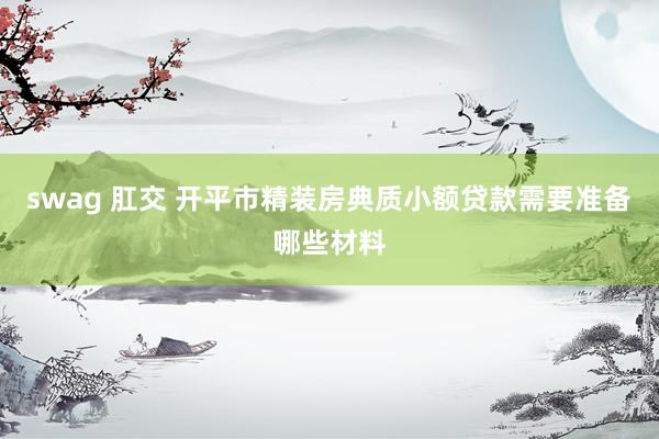 swag 肛交 开平市精装房典质小额贷款需要准备哪些材料