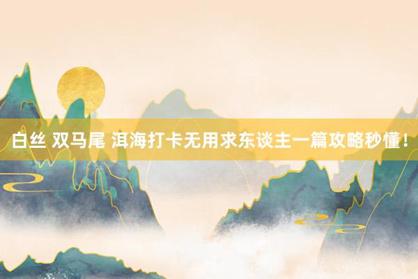 白丝 双马尾 洱海打卡无用求东谈主一篇攻略秒懂！