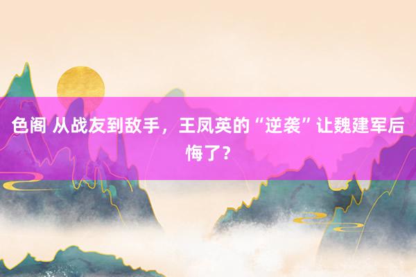 色阁 从战友到敌手，王凤英的“逆袭”让魏建军后悔了？
